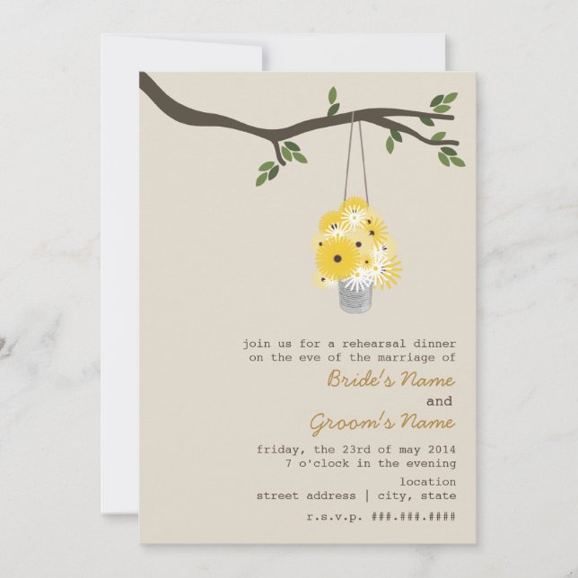 Tin Can Of Wildflowers Rehearsal Wedding Invitation (Front)