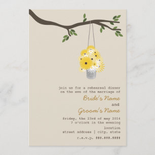 Tin Can Of Wildflowers Rehearsal Wedding Invitation