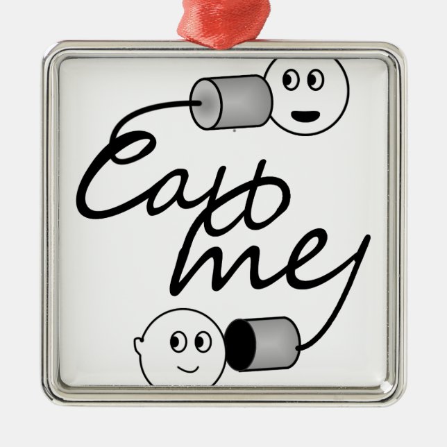 Tin Can Phone Call Me Metal Tree Decoration (Front)