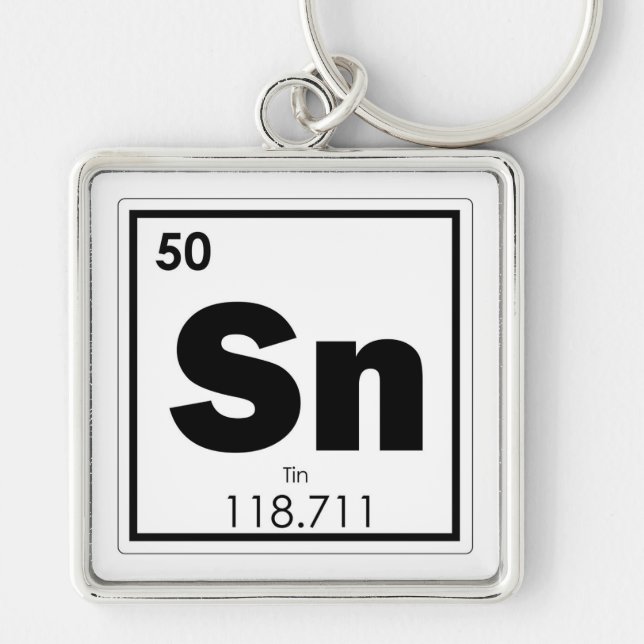 Tin chemical element symbol chemistry formula geek key ring (Front)