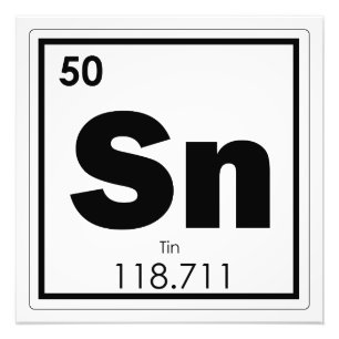 Tin chemical element symbol chemistry formula geek photo print