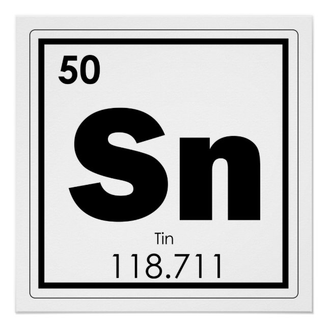 Tin chemical element symbol chemistry formula geek poster (Front)