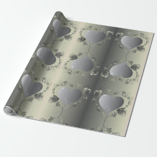Tin Colour Rose Heart Frame Your Photo Wrapping Paper
