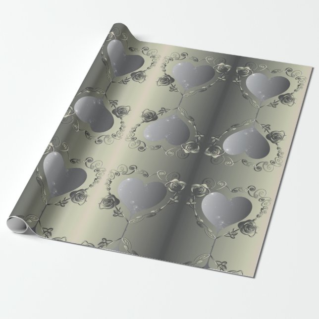 Tin Colour Rose Heart Frame Your Photo Wrapping Paper (Unrolled)