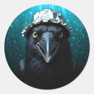 Tin Foil Hat Black Bird Raven Classic Round Sticker