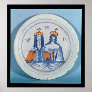Tin-glazed earthenware plate, Lambeth, c.1689 Poster