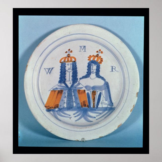 Tin-glazed earthenware plate, Lambeth, c.1689 Poster (Front)