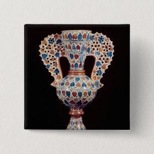 Tin-glazed vase with lustre decoration 15 cm square badge