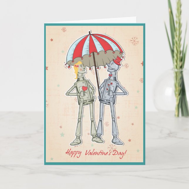 tin man robots valentines day card (Front)
