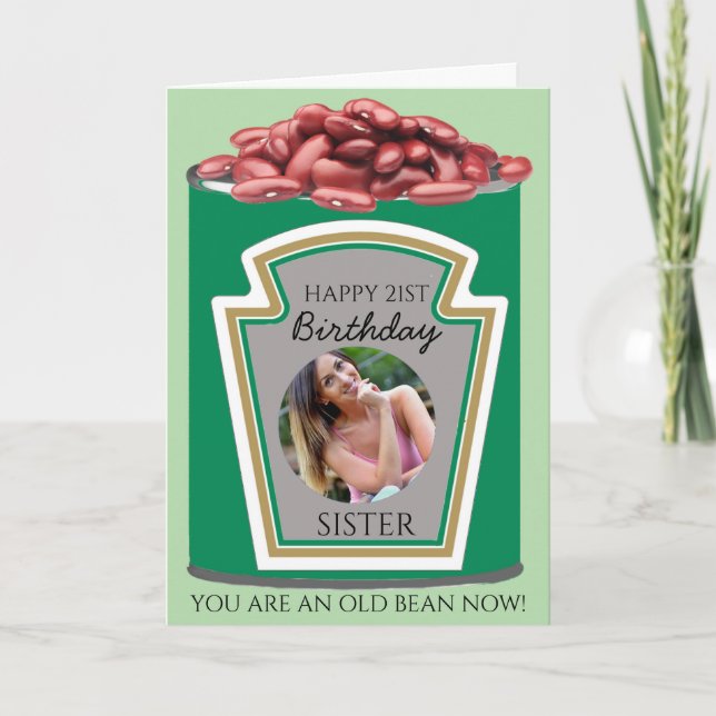 Tin of Beans Personalised Photo Funny Birthday    Card (Front)