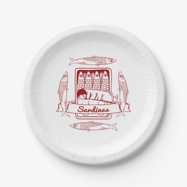 Tin of sardines paper plate (Front)