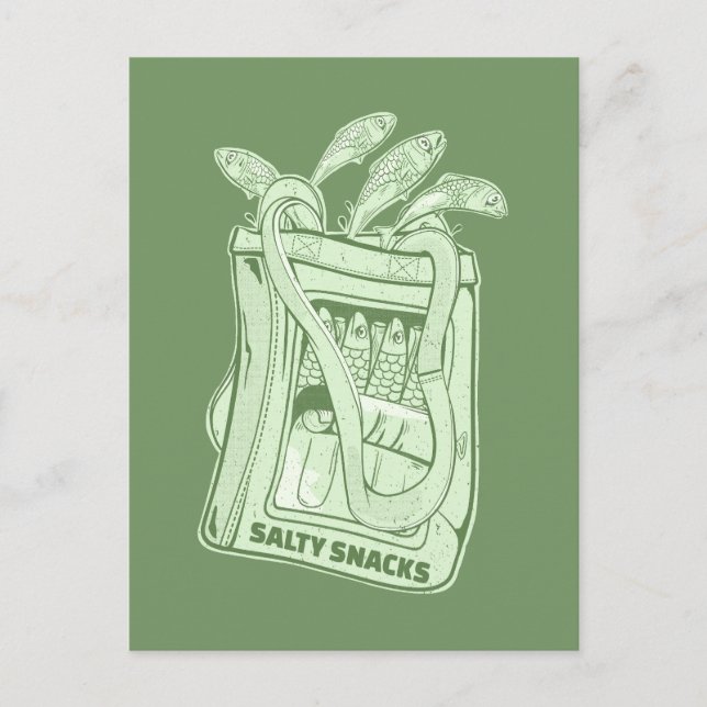 Tin of sardines salty snack postcard (Front)