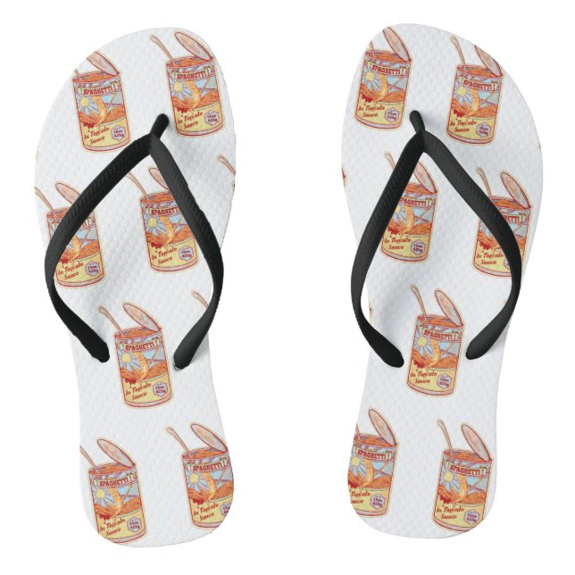 Tin of Spaghetti canned food patteren Flip Flops (Footbed)