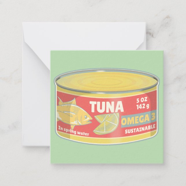Tin of tuna canned fish retro card (Front)