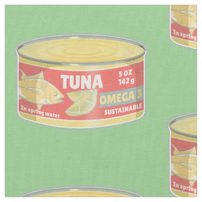 Tin of tuna canned fish retro fabric (Close Up)