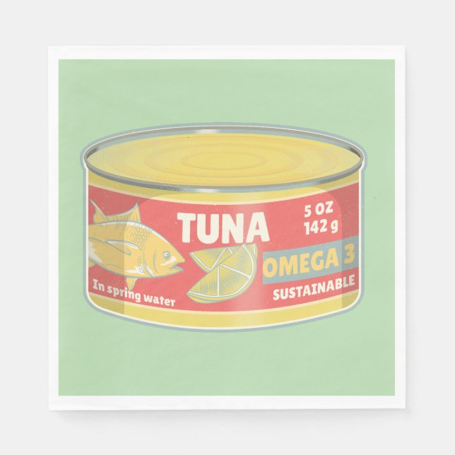 Tin of tuna canned fish retro napkin (Front)