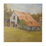 Tin Roof Barn Tile<br><div class="desc">Tin Roof by Marilyn Wendling. Barn with a red-orange tin roof in the countryside.</div>