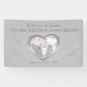 Tin Wedding anniversary heart photo banner