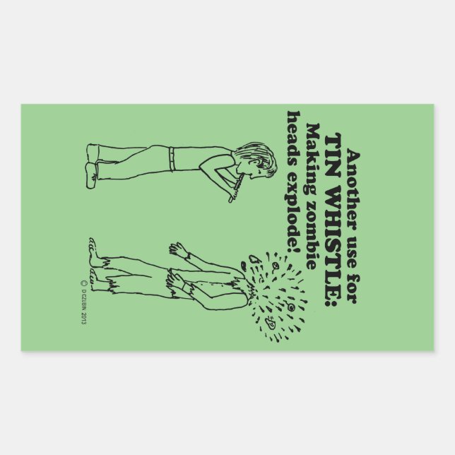 Tin Whistle Zombie Explode Rectangular Sticker (Front)