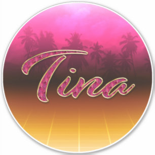 Tina First name Golden pink sticker sticker