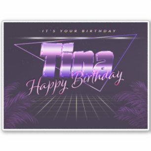 Tina Name First name lila retro Sticker Birthday