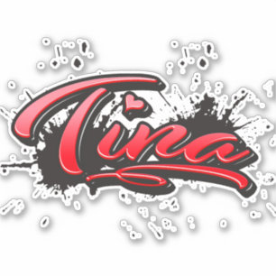 Tina red Heart Graffiti Sticker