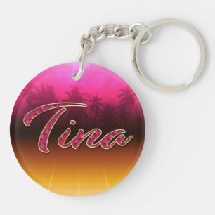 Tina Vorname Name golden pink Schlüsselanhänger Key Ring