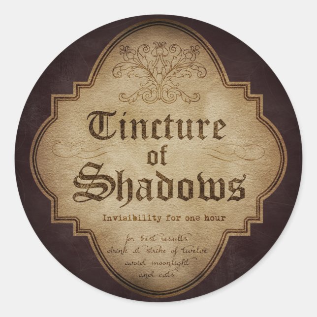 Tincture of Shadows Apothecary Classic Round Sticker (Front)