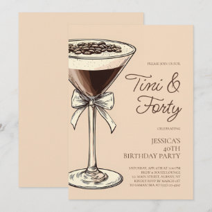 Tini and Thirty Script Martini 40th Birthday Party Invitation