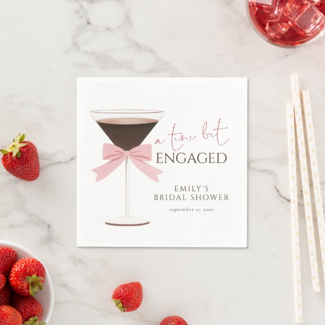 Tini Bit Engaged martini Bow Bridal Shower Napkin (Insitu)