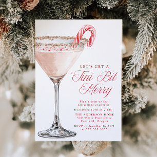 ‘Tini Bit Merry Candy Cane Martini Christmas Party Invitation