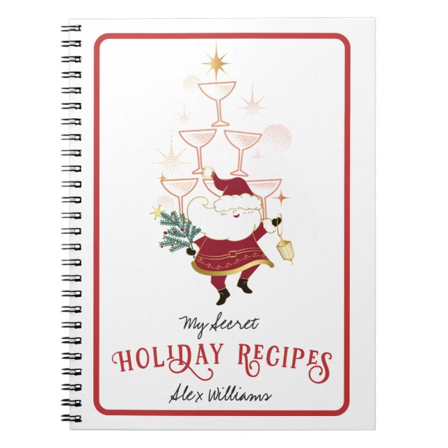 Tini Bit Merry Martini Christmas Santa Recipes Notebook (Front)