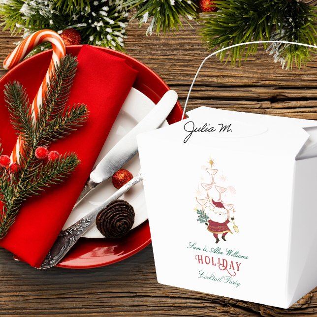 Tini Bit Merry Martini Office Christmas Santa Favour Box (Tini Bit Merry Martini Office Christmas Secret Santa White Elephant Holiday Party Cocktail Favor Box)