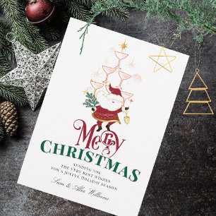Tini Bit Merry Martini Office Christmas Santa Holiday Card