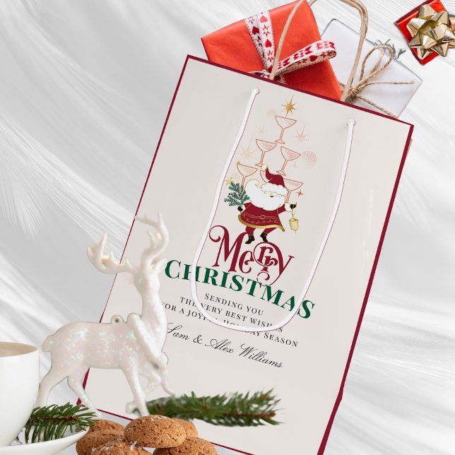 Tini Bit Merry Martini Office Christmas Santa Medium Gift Bag (Tini Bit Merry Martini Office Christmas Santa Medium Gift Bag)