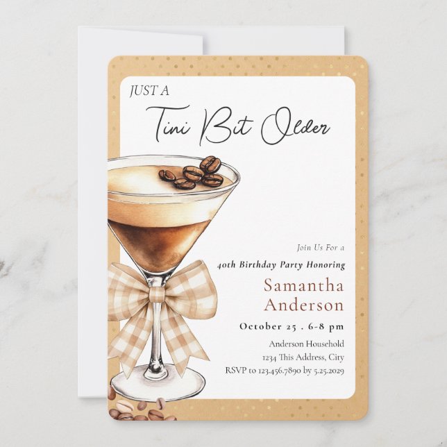 Tini Bit Older 40th Birthday Coffee Invitation (Front)