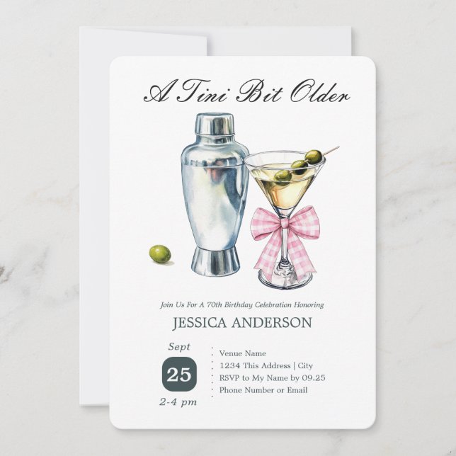 Tini Bit Older 70th Birthday Olive Invitation (Front)