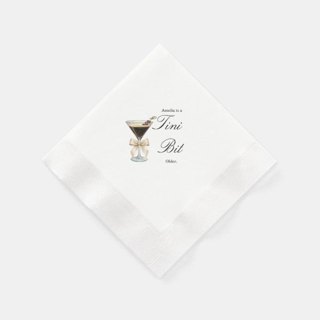 Tini Bit Older Birthday Martini Bow Napkins (Corner)