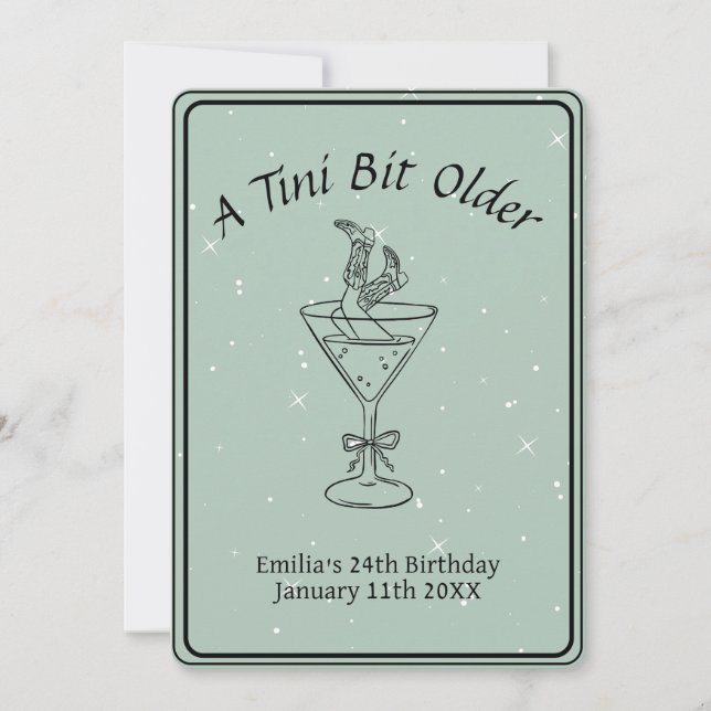 Tini Bit Older - Boots & Drink Theme Invitation (Front)