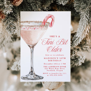 ‘Tini Bit Older Candy Cane Martini Birthday Party Invitation