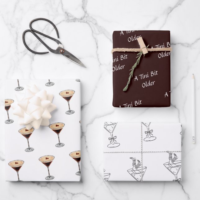 Tini Bit Older - Coffee Espresso Theme Wrapping Paper Sheet (Front)