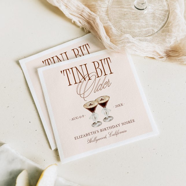 'Tini Bit Older Espresso Martini Birthday Napkin (Creator Uploaded)