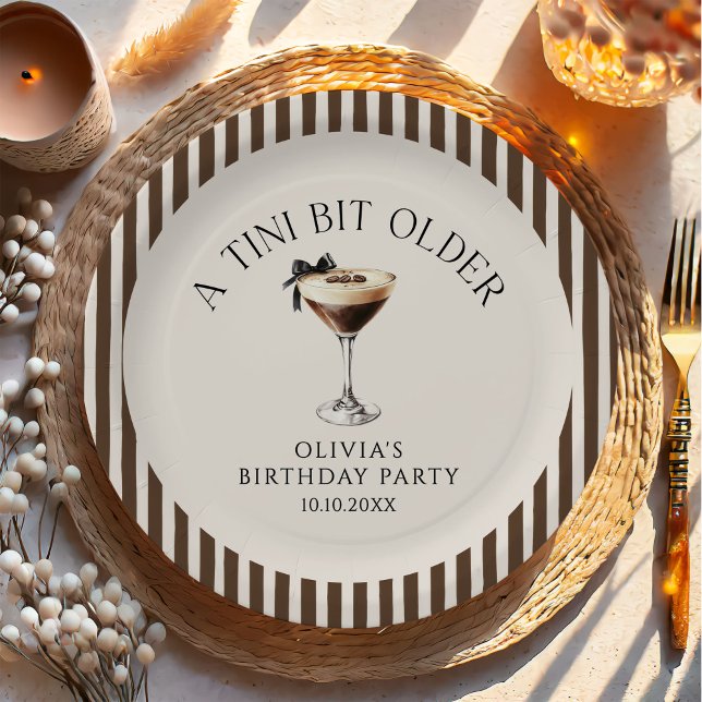 Tini Bit Older Espresso Martini Birthday Party Paper Plate (Creator Uploaded)