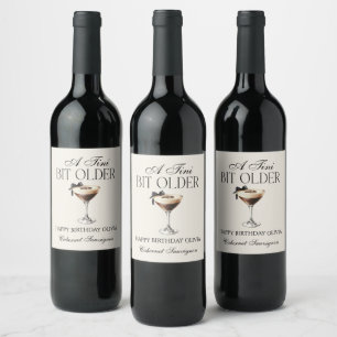 Tini Bit Older Espresso Martini Birthday Party Wine Label