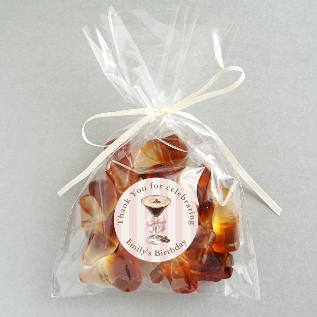 Tini Bit Older Espresso Martini Birthday Thank You Classic Round Sticker (Creator Uploaded)