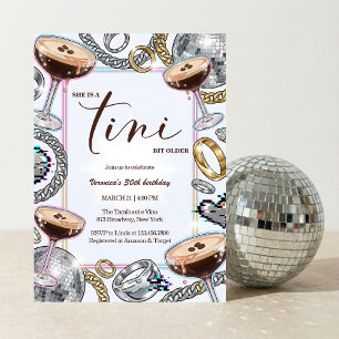 Tini Bit Older Espresso Martini Glam Birthday Invitation