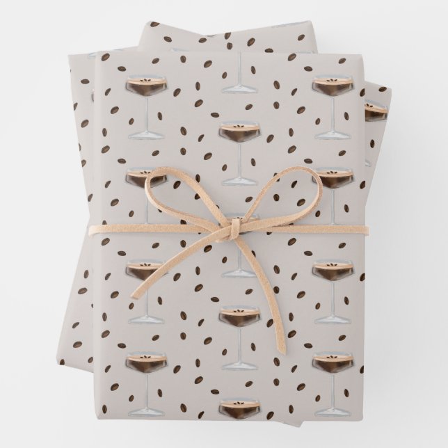 Tini Bit Older Espresso Martini Signature Cocktail Wrapping Paper Sheet (In situ)