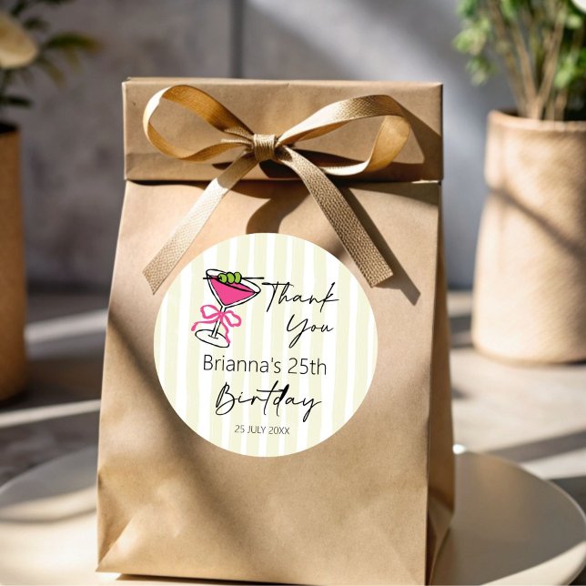 Tini bit older handrawn retro birthday favour classic round sticker (Tini bit older handrawn retro birthday party personalized favor stickers party favors)