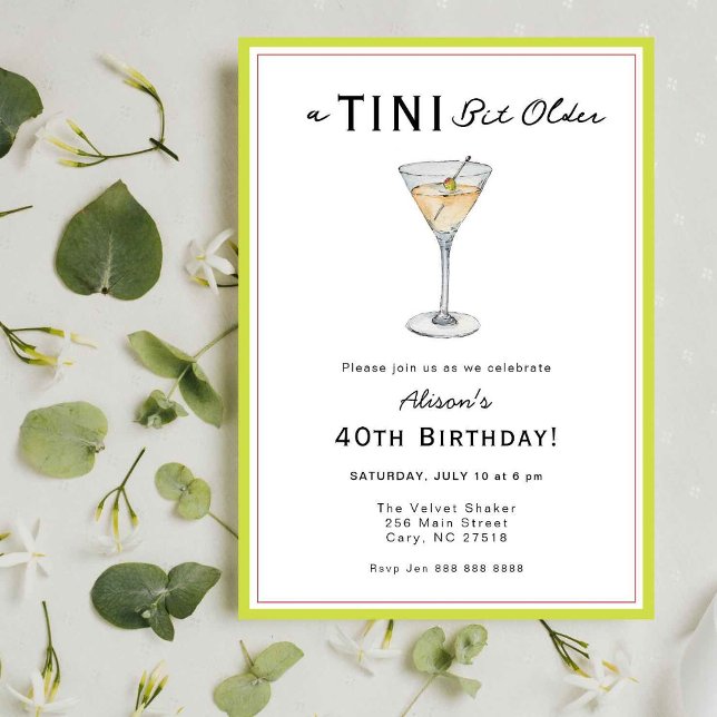 TINI bit older Martini Adult Birthday party  Invitation (Creator Uploaded)