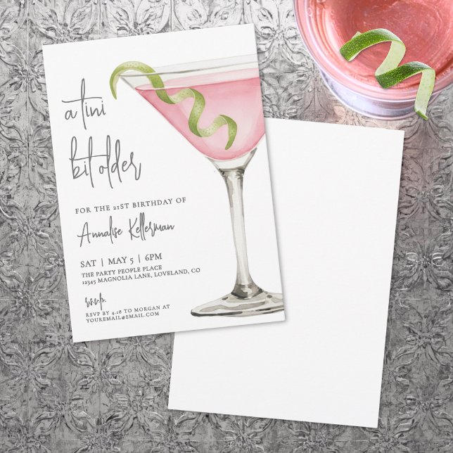 Tini Bit Older Martini Birthday Party Invitation (A Tini Bit Older Adult Birthday Party Invitation )
